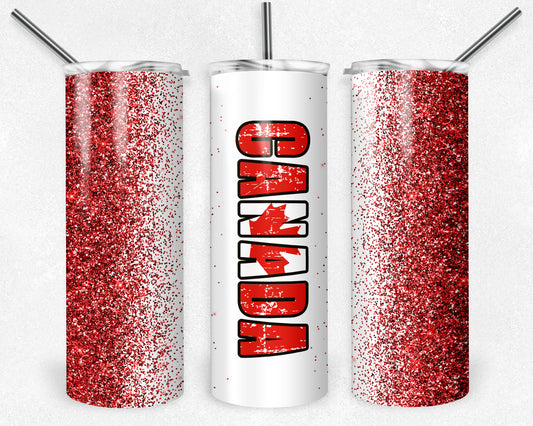 Canada Glitter 20oz Skinny Tumbler