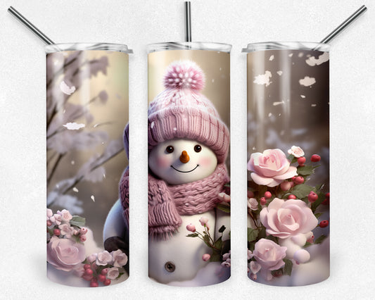 Pink Snowman #1 20oz Skinny Tumbler