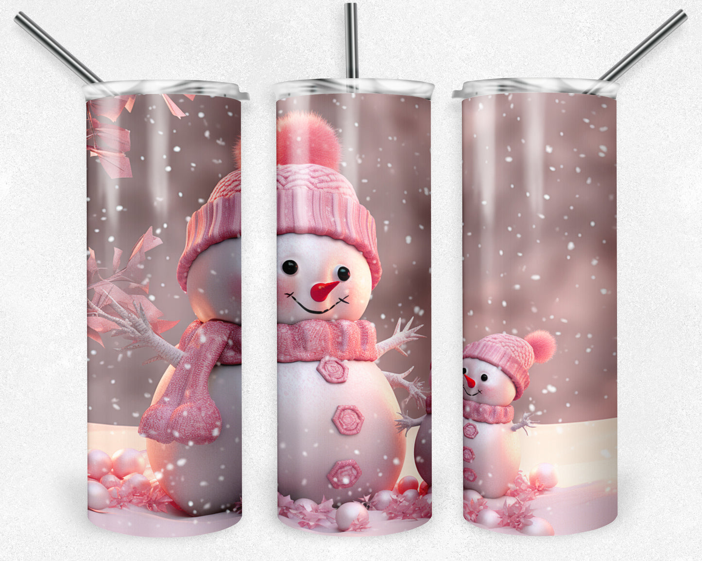 Pink Snowman #2 20oz Skinny Tumbler
