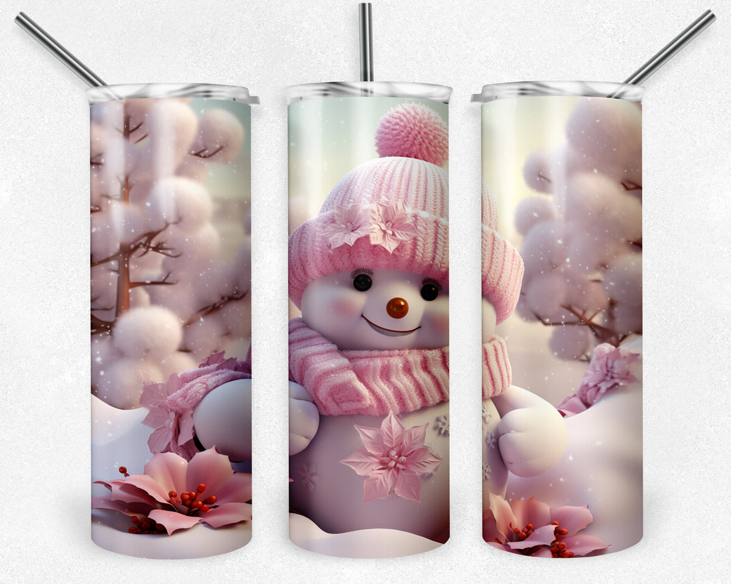 Pink Snowman #3 20oz Skinny Tumbler