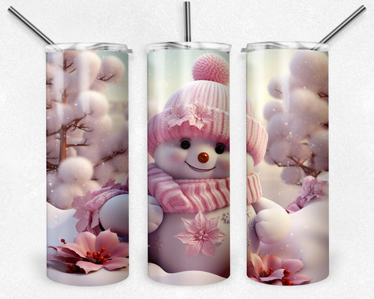 Pink Snowman #3 20oz Skinny Tumbler