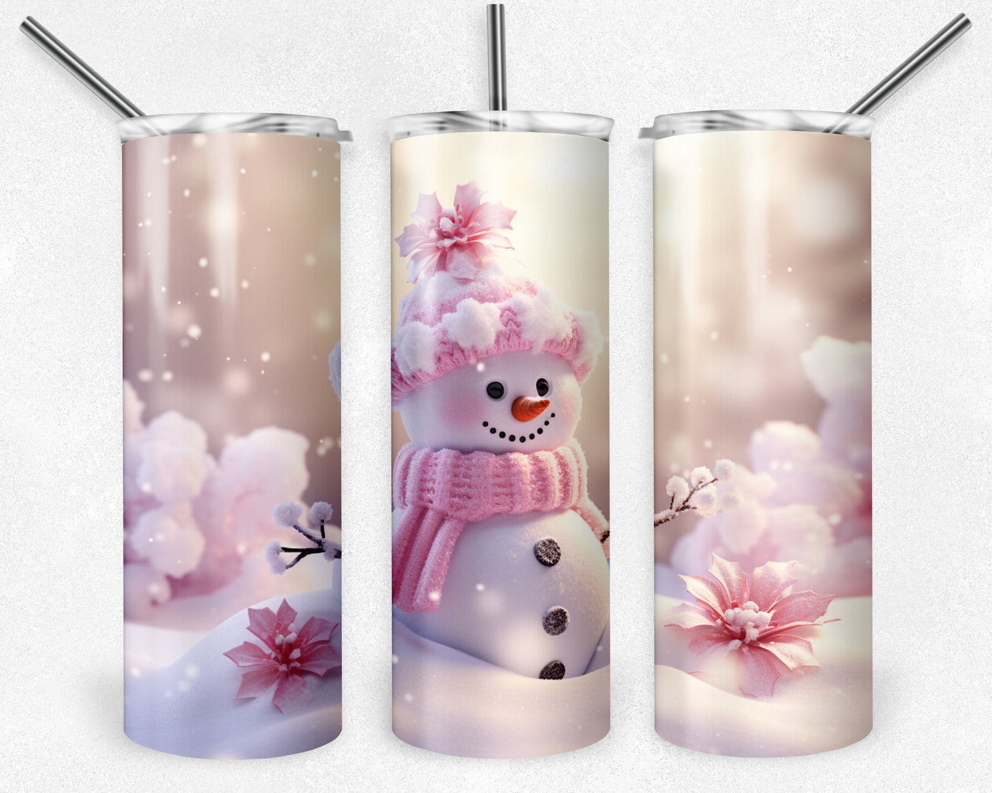 Pink Snowman #4 20oz Skinny Tumbler