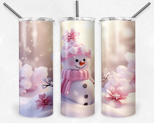Pink Snowman #4 20oz Skinny Tumbler