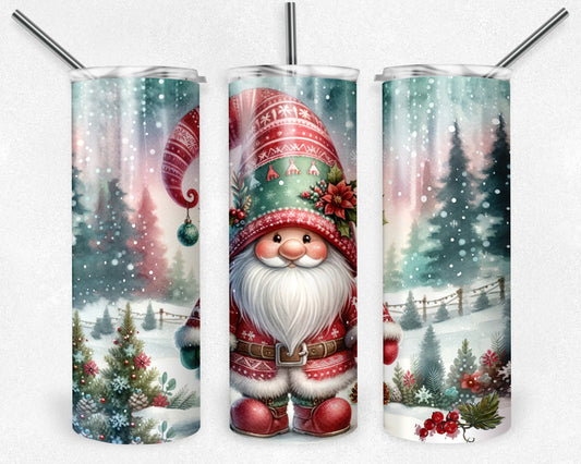 Cute Christmas Gnome 20oz Skinny Tumbler