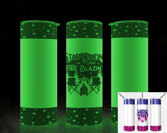 Star Gazin & Fire Blazin 20oz Skinny Glow in the Dark Tumbler