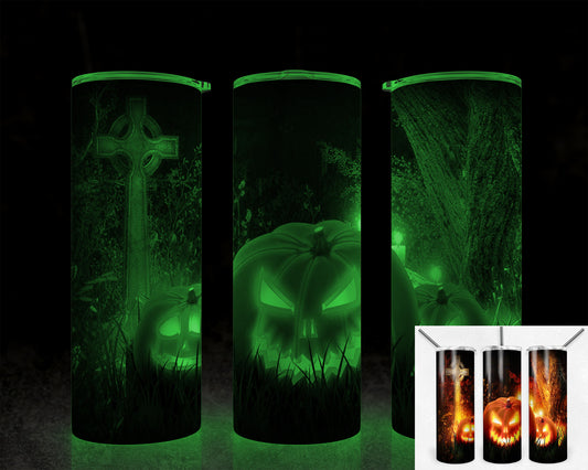Halloween Pumpkins 20oz Skinny Glow in the Dark Tumbler