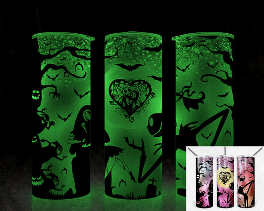 Nightmare Silhouette 20oz Skinny Glow in the Dark Tumbler