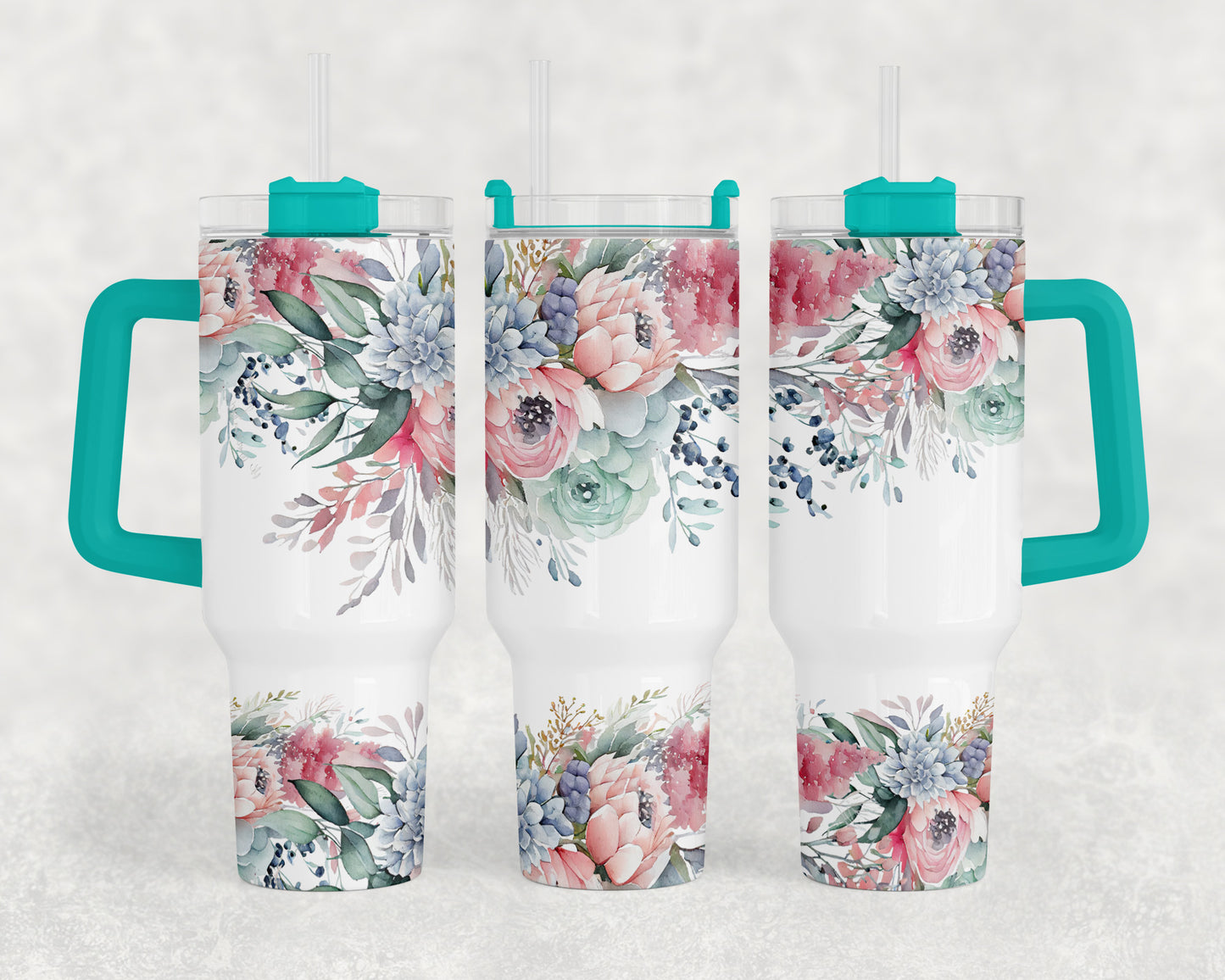 Floral 40oz Tumbler with Handle