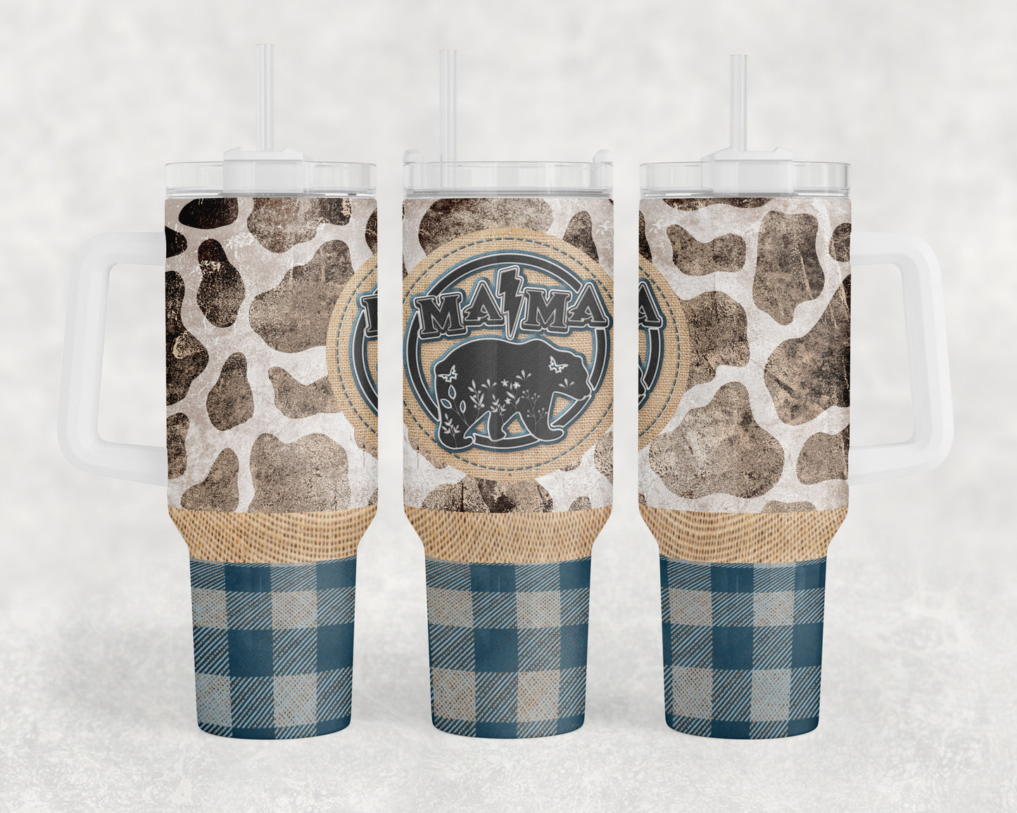 Mama Bear 40oz Tumbler with White Handle