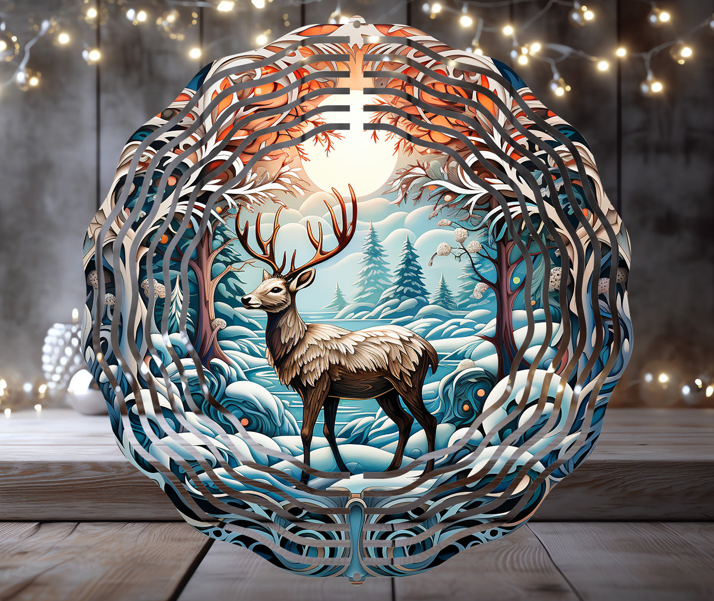 Snowy Deer 10" Wind Spinner